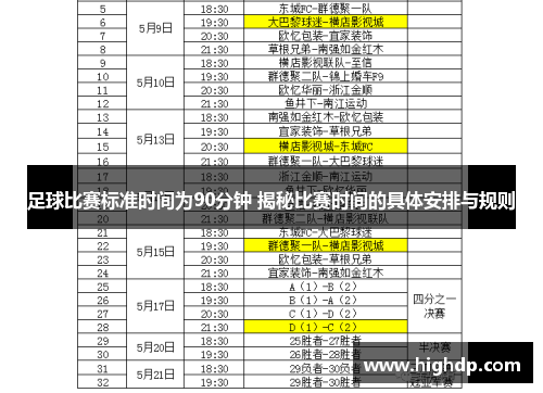 足球比赛标准时间为90分钟 揭秘比赛时间的具体安排与规则 足球比赛标准时间为90分钟 揭秘比赛时间的具体安排与规则